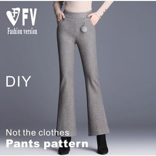 Clothing pattern stretch fabric Korean version of micro-flared pants womens trousers 1:1 cutting design drawings BCK-49