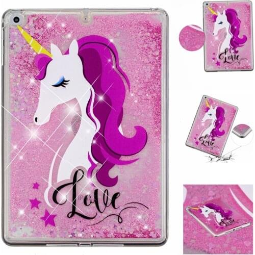 Luxury Liquid Glitter Case For Apple iPad Air 2 iPad6 Case Fashion Glitter Cartoon Soft Silicon Cover For iPad Air 2 Case