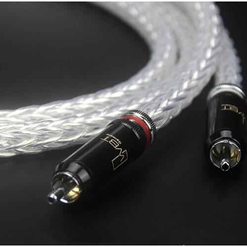 Silver color 8AG OCC silver fever audio amplifier CD DVD signal cable dual lotus plug speaker amplifier RCA audio upgrade line