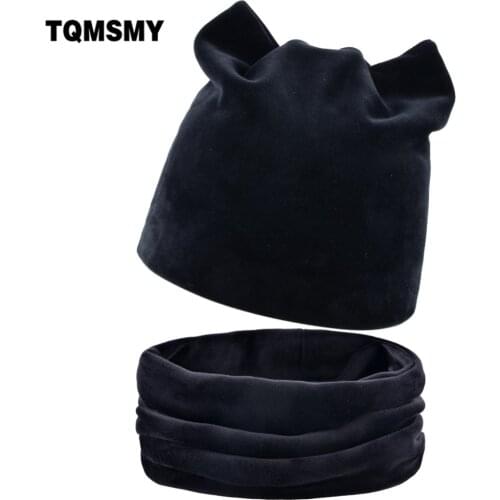 TQMSMY 2018 Cat Ear Womens Winter Hat Knitted Wool Beanies Female Hip Hop Caps Skullies Hats For Women Mask Scarf Bone DH06T