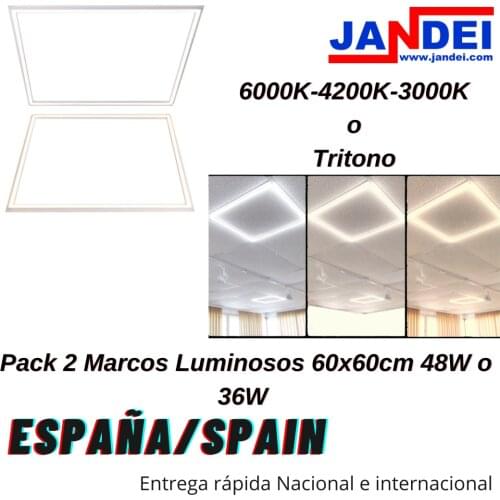 Jandei - x2 LED light frame 3000K/4000K/6000K/Tricolor 48W false ceiling panel 60x60-led panel, led downlight, led lights, led