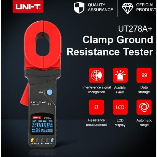 Clamp Ground Resistance Tester UT278A+ 0-1200Ω Ground Loop Resistance Measurement Range 32MM Big jaw Leakage Current Detection