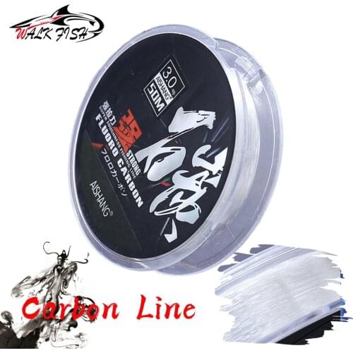 WALK FISH 100% Fluorocarbon Fishing Line 50m Japanese Multifilament Sinking Fishing Line Super Strong Carbon Fiber Leader Line