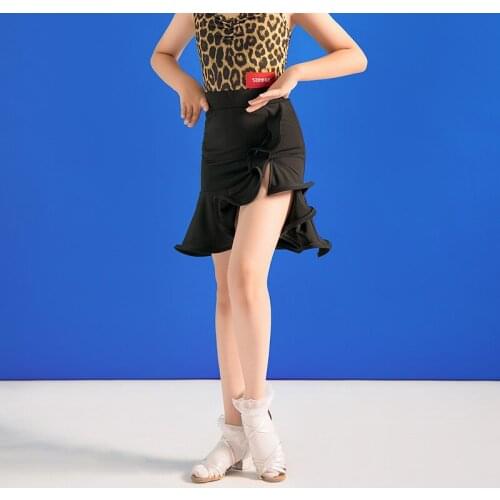 Latin Dance Skirt For Kids Leopard/Black Practice Clothes Latin Competition Costumes Rumba Tango Samba Salsa Dancewear VO1293