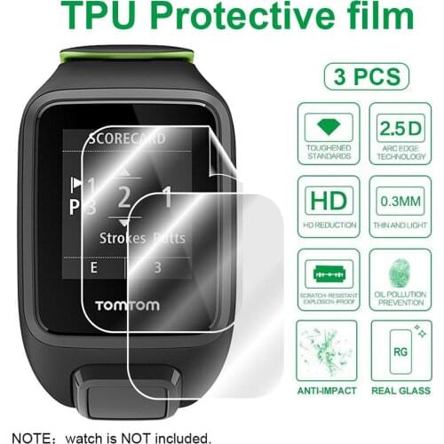 3PCS TPU Anti-Scratch Screen Protector Film For TomTom 2 3 Runner 2 3 Spark 3 GPS Watch Case Friendly Full Coverage Clear Film