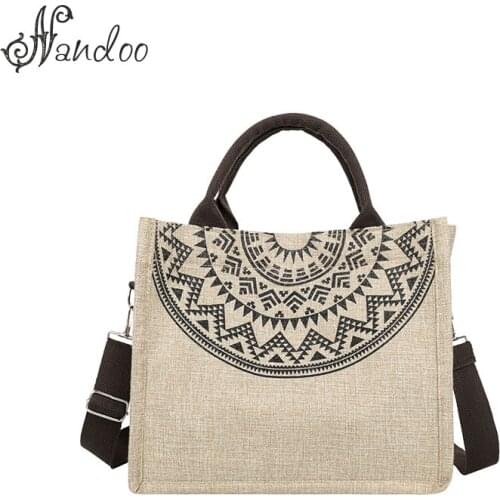 High Quality Women Beach Linen Tote Bags Large Capacity Female Casual Shoulder Crossbody Bag Daily Handbag Purse Shopping Bags