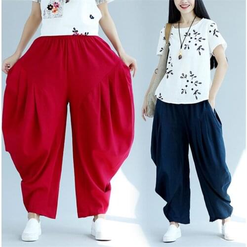 Womens pants 2017 autumn new style casual shoes pants cotton trousers loose waist trousers wide leg pants harem pants women AL3
