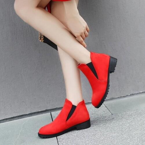 Oversized 9 10 -15 boots women shoes ankle boots for women ladies boots shoes woman winter Round head metal trim