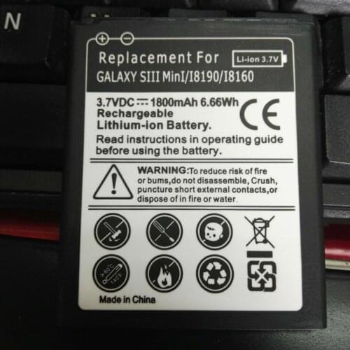 10pcs/lot for Samsung Galaxy S3 mini/ i8190 Battery Mobile Phone Batteries 1800mAh Replacement Battery Lithium Li-ion Battery
