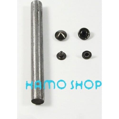 100pcs/lot 9mm Free Shipping Cone Rivet Metal Studs Leather Craft DIY Fashion Clothes Biker Rapid Punk Rock Black With Tool