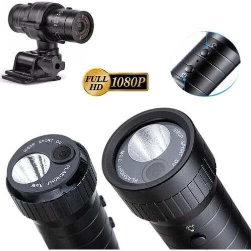 Full HD 1080P camera Waterproof sports outdoor Cam night vision glare flashlight motorcycle bicycle recorder lighting camera