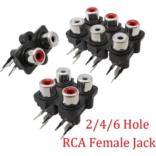2/5/10Pcs 2/4/6 Hole RCA Female Jack Connectors 2Pin 4Pin 6Pin RCA Stereo Audio Video AV Signal Input Interface Socket Adapter