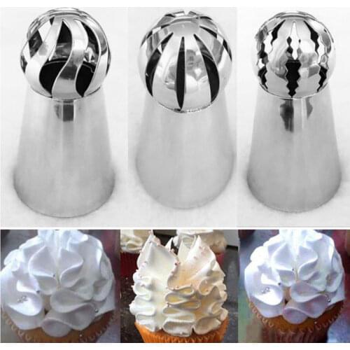 3Pcs Stainless Steel Russian Tulip Rose Flower Nozzles Birthday Cupcake Craft Icing Piping Nozzles Cake DecoratingTools