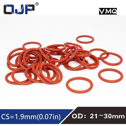 5PCS/lot Red Silicon Rings Silicone/VMQ O ring 1.9mm Thickness OD21/22/23/24/25/26/27/28/29/30mm Rubber O-Ring Seal Gasket