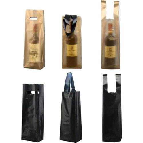 50pcs Single Wine Bags Plastic Red Wine Bottle Glass Bag Champange Carrier Outdoor Picnic Travel Gift Pouch