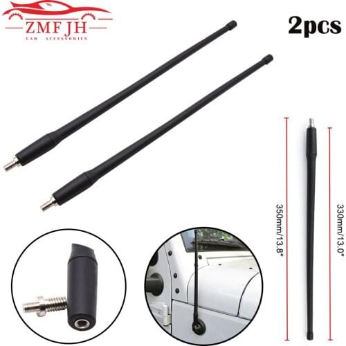 2pcs 13" Auto Radio Antennas Signal Amplifier Car FM Antenna For Jeep Wrangler JK 2007-2017 Rubber Aerials Mast Antena