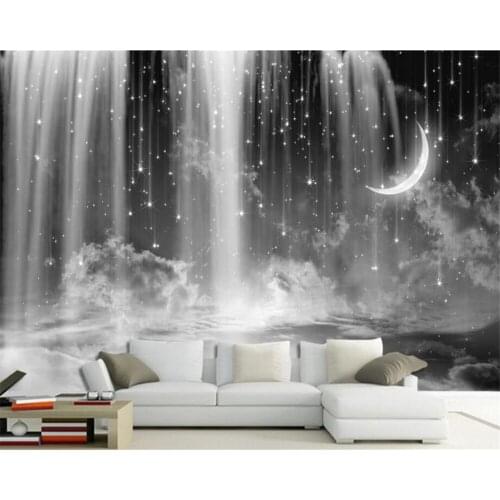 Beibehang Custom wallpaper Black and white Star waterfall HD home decor fresco Living room bedroom background wall 3d wallpaper