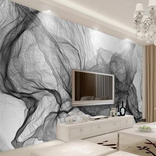 Beibehang Modern minimalist black and white striped lines wave TV background wall custom large mural wallpaper papel de parede