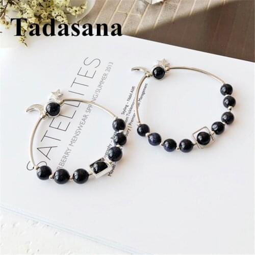 Boho Natural Stone Bracelets Accessory For Women Blue Sand Stone Moon Star Couples Bracelet Set For Lovers Gift Jewelry