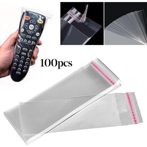 100Pcs Home Hotel TV Air Condition Remote Control Cover Protection Bag from Germ Transparent Remote Control Case Anti-dust Bag