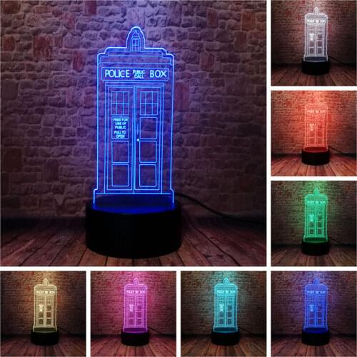 Doctor who Figuras 3D Nightlight LED 7 Colors Changing Light Tardis Model Flash Toys Decor