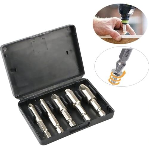 Hi-Spec 5pc Damaged Screw Extractor Drill Bit Extractor Speed Out Remover Broken Bolt Stud Remover Tool Kit