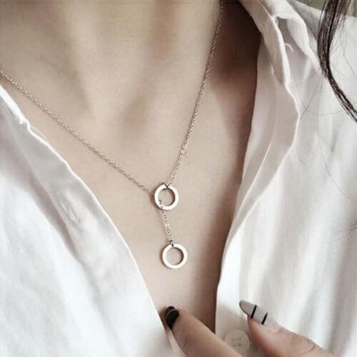 Exquisite Choker Necklace Earring Ring Circle Long Chain Necklace Jewelry 925 Sterling Silver Women Gift Jewelry NK029