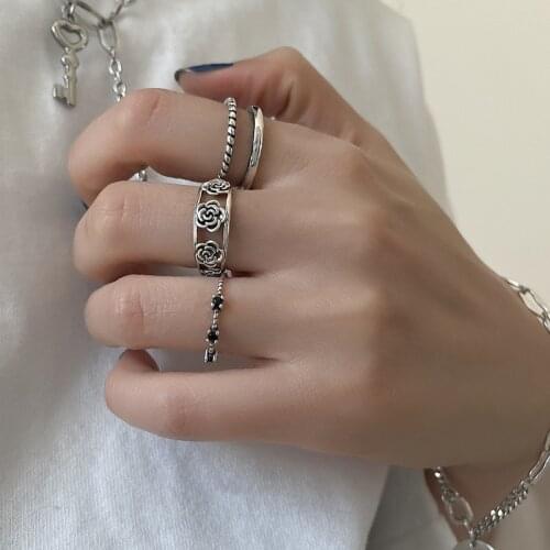 Adjustable Rose Flower Open Rings For Women Teen Girls Korean Fashion Punk Hip Hop New Hot Sale Lady Party Gift Jewelry BOYULIGE