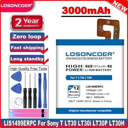 LOSONCOER 3000mAh LIS1499ERPC For Sony Ericsson Xperia T TL LT30 LT30P LT30H LT30i S36H C2104 C2105 Battery LT30A