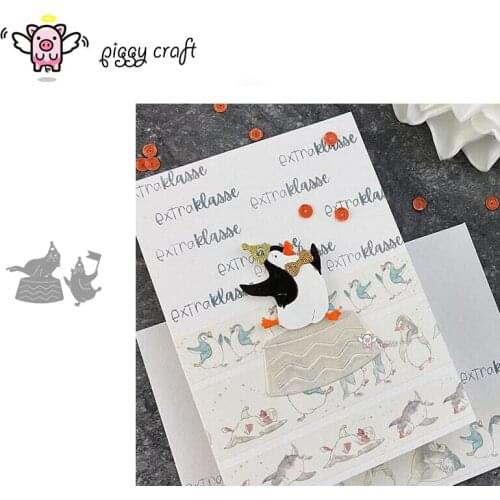 Piggy Craft metal cutting dies cut die mold Dolphin penguin show Scrapbook paper craft knife mould blade punch stencils dies