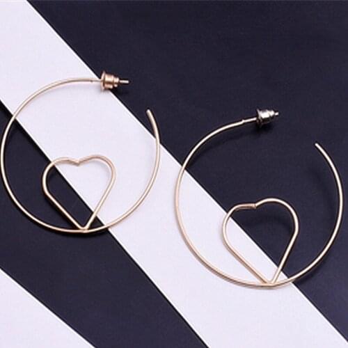 MISANANRYNE Punk Long Earrings Female Exaggerated Geometric Circle Double-layer Heart Hollow Earrings For Women Gift
