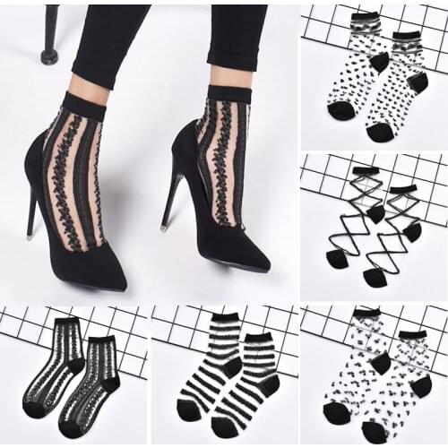 Fashion Sexy Women Socks New Product Crystal Silk Tide Socks Spring Summer Transparent Lace Mesh Fishnet Socks Lady Cool Socks