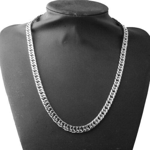 8mm Curb Cuban Mens Necklace Chain Silver Color Stainless Steel Necklaces Men Punk Hip-hop Style Jewelry Accessories Best Gift