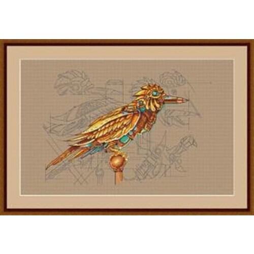 Popular Embroidery Golden Bird Counted Cross Stitch Birth Announcement Kits with 100% Cotton Floss &Free Shipping for Wall Decor