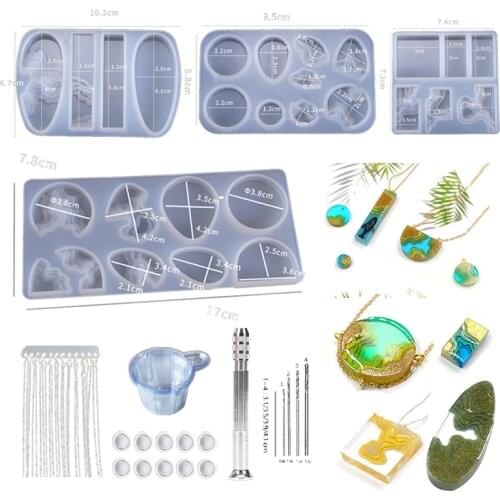 DIY Material Pack Island Pendant Mold Landscape Gem Pendant Chain Accessories Drillers Drill Bits Handmade Tools Home Decoration