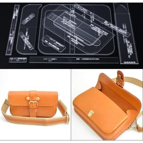 DIY leather craft sewing pattern women shoulder bag Acrylic template set 27*15*6cm