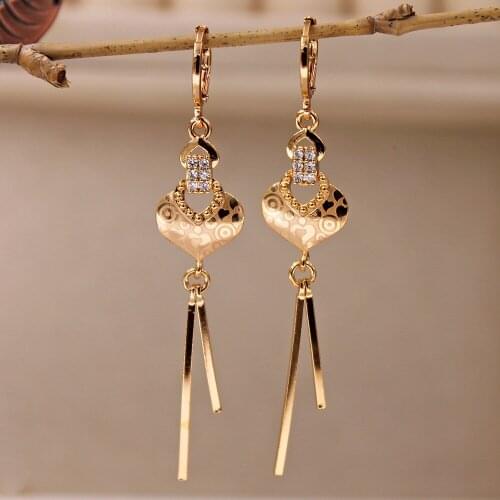 New Gold plated Drop heart Earrings for Womens earrings Dangle Earring Wedding Jewelry wedding accessories Anniversary Gift