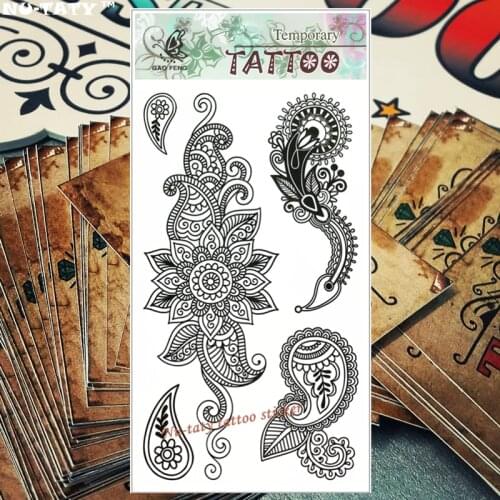 Nu-TATY Black Lace flower Temporary Tattoo Body Art Flash Tattoo Stickers 17*10cm Waterproof Fake Tatoo Car Styling Sticker