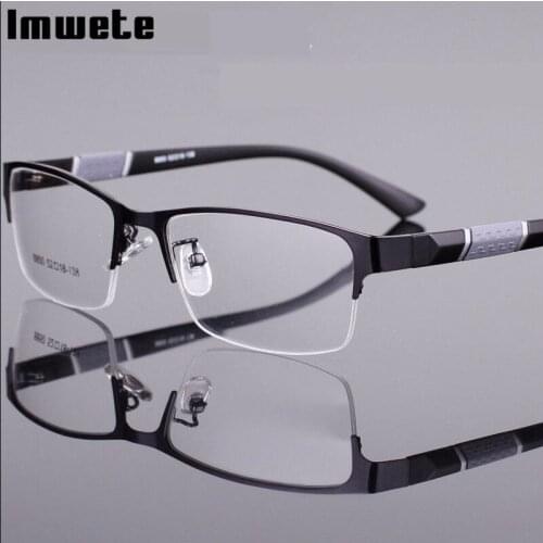 Imwete Classic Half Frame Men Reading Glasses Far Near Smart Zoom Dual Focus Hyperopia Eyewear Metal Eyeglasses +100+150+200+250