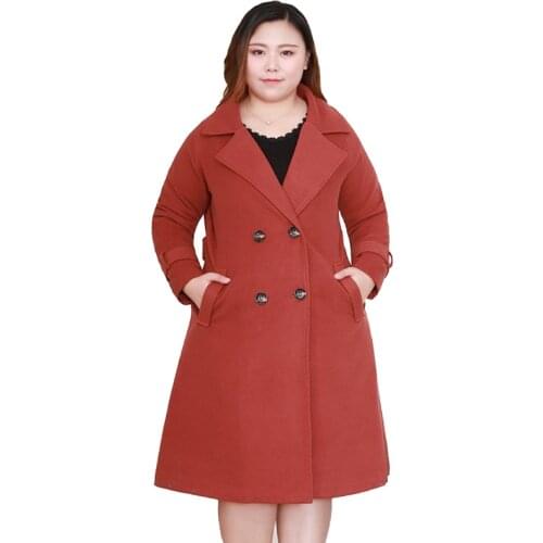 Woolen coat women Plus size 4XL-10XL Autumn Winter Loose Windbreaker female Basic coats Double-breasted Woolen coat Large size