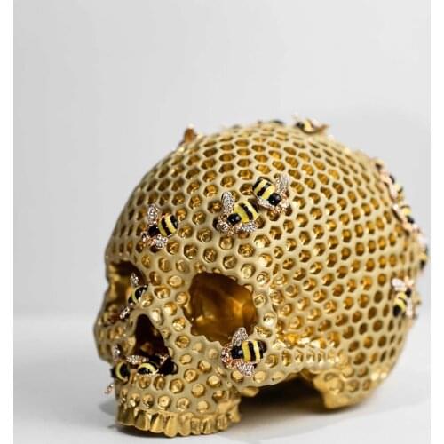 Resin Skull Bee Halloween Decoration Horror House Party Supplies Home Decor Modern Ornaments Figurines Statues Et Sculptures