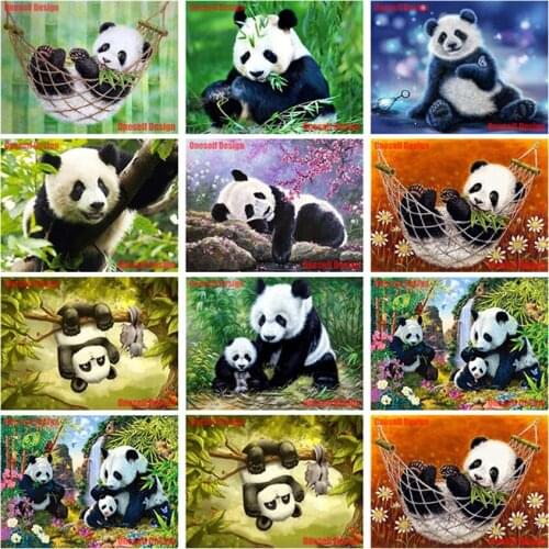 Popular 5d diamond cross stitch panda 5d diamond painting full square animal diy diamond embroidery full set 5d diamond art kit