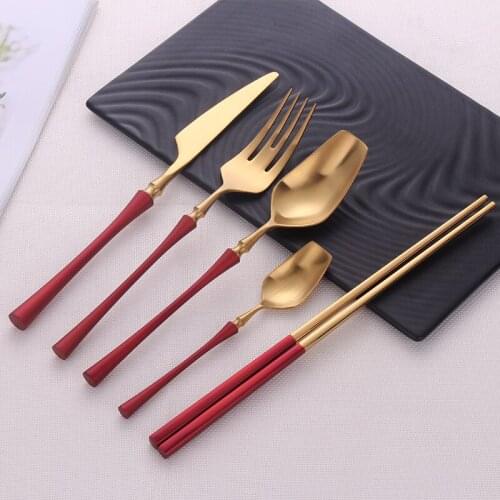 Luxury Nordic Cutlery Set Creativity Knife And Fork Set Metal Modern Stainless Steel Sztucce Zestaw Kitchen Accessories BK50DC
