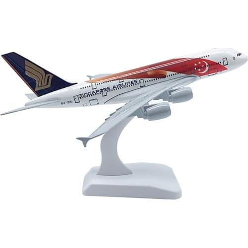 18cm Aircraft Singapore Airlines National Flag Airbus A380 Alloy Plane Model Toys Decoration Children Gift for Collection