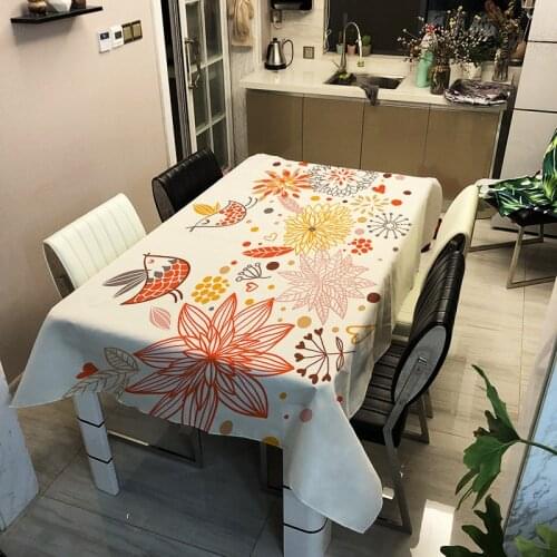 Modern Simple Household Tablecloth Rectangular Tablecloth Tree Flower and Bird Fashion Printed Tablecloth Picnic Mat Mantel Mesa