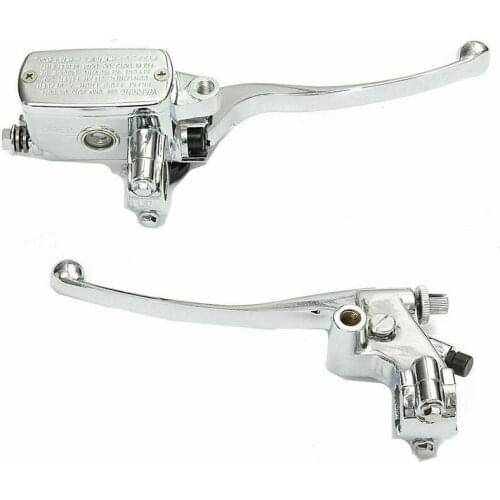 Universal Pair Chrome Custom 7/8" 22mm Motorcycle Handlebar Brake Clutch Master Cylinder Levers Cruiser Chopper Bobber Dirt Bike