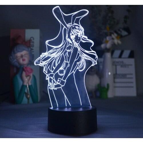 USB 3D Desk Lamp Touch Switch Night Light Plug In Nightlight Bluetooth Sakurajim Mai Room Decoration Teenager Kids Gift Dropship