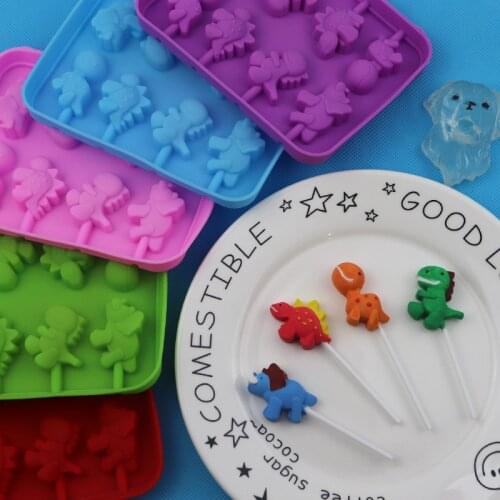 Currently Available Wholesale 8 Even Dinosaur Silicone Lollipop Mold DIY Bakery XG908