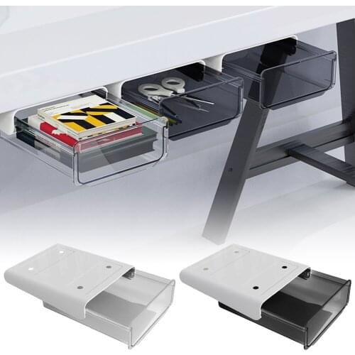 Under Desk Drawer Adhesive Storage Box For Office Pen Holder Hidden Sorting Box Kitchen Knife Fork Storage Tray Organizer