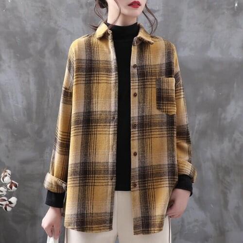 Wool Thicken Warm Women Shirts Winter New 2021 Pocket Loose Long-Sleeved Casual All Match Female Outwear Coats Tops